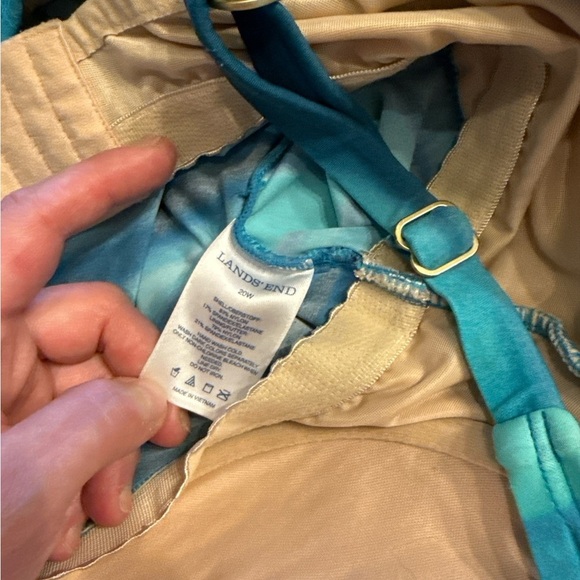 Lands' End Teal and Beige Adjustable Strap Top - Picture 4 of 5